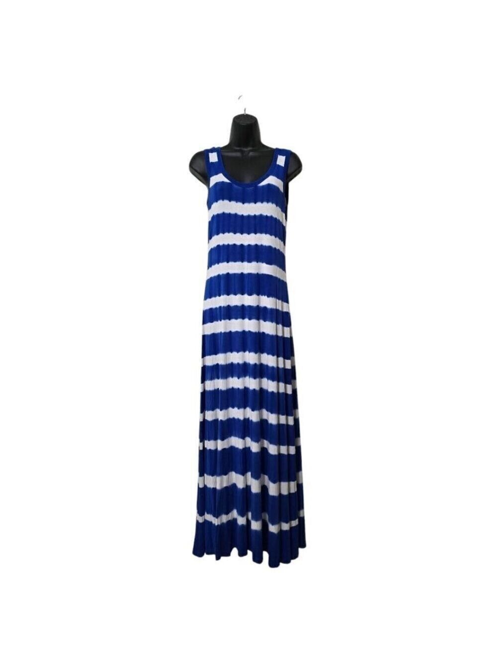 Calvin Klein Blue Striped Tie Dye Jersey Knit Maxi Dress Sz 4